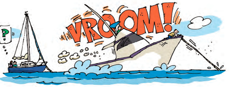Illustration of a runaway power boat