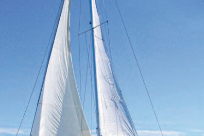 Fred and Vicki Meade sail their Sabre 32, Trilogy on Lake Champlain. The Sabre 32 is a handsome boat with conservative lines that have never gone out of style.