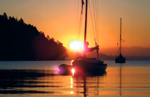 Picture of a boat at sunset