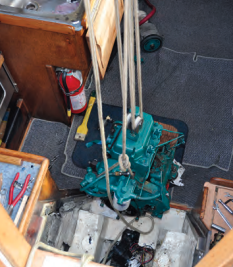 With a little help from the mainsheet and boom, Bert removed the old Volvo from Natasha.