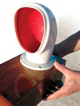 An advantage to be gained from mounting the vent boxes on feet is that they can be easily removed from the deck when the time comes to refresh the varnish.