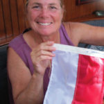 When Nine of Cups arrives in Indonesia, Marcie will be ready with her homemade courtesy flag.
