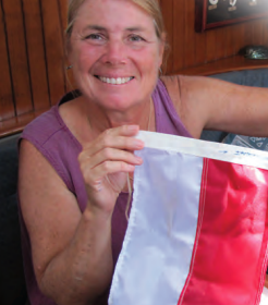 When Nine of Cups arrives in Indonesia, Marcie will be ready with her homemade courtesy flag.
