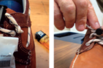 Loose shoelaces are a tripping hazard and a magnet to a playful puppy. Stephen ensured his stay tight and puppy-proof by fitting them with cord stops.