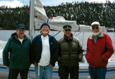 The “Tahoe Four” singlehand their boats in company whenever the opportunity arises. From left to right, they are Steve Mason, Steve Madsen, Jim Hildinger, and Erik Vindum.