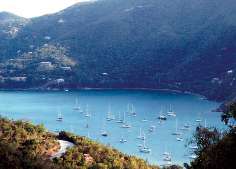 Now that cruising sailboats like these in St. John, USVI, have access to the Internet, the coconut telegraph operates at cyber speed.