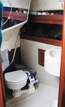 The aft cabin has its own head with shower.