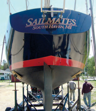 Sailmates leaves the barn after spending the winter getting a “hull lift.”