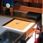 David’s water “tank” makes practical use of an otherwise dead space in the galley.
