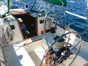 The cockpit is spacious enough and has high comfortable backrests, but Trilogy’s aft-cabin arrangement comes at the expense of cockpit length, so the seats are not long enough to nap on.