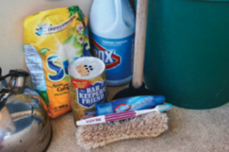 On laundry day aboard Eurisko, the tools and supplies are easy to assemble.