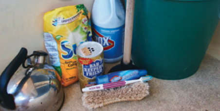 On laundry day aboard Eurisko, the tools and supplies are easy to assemble.