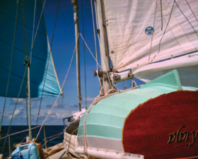 Aboard the McBrides’ 34-foot Creekmore, Eurisko, the sails are used for sailing, so it puzzles her crew when others see them as a distress signal.