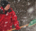 Someone shoveling snow