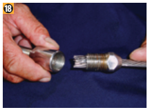 Thread the female terminal end onto the socket and draw it up hand tight.