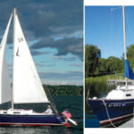 The dark hull of Steve and Diann Cook’s Seafarer 24, Endeavour, emphasizes the classic lines of this nearly 40-year-old design.