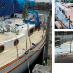 After nearly a decade of step-by-step restoration, Scholarship II is in shipshape condition, at left, a far cry from the sorry state she was in when Dave acquired her, above.