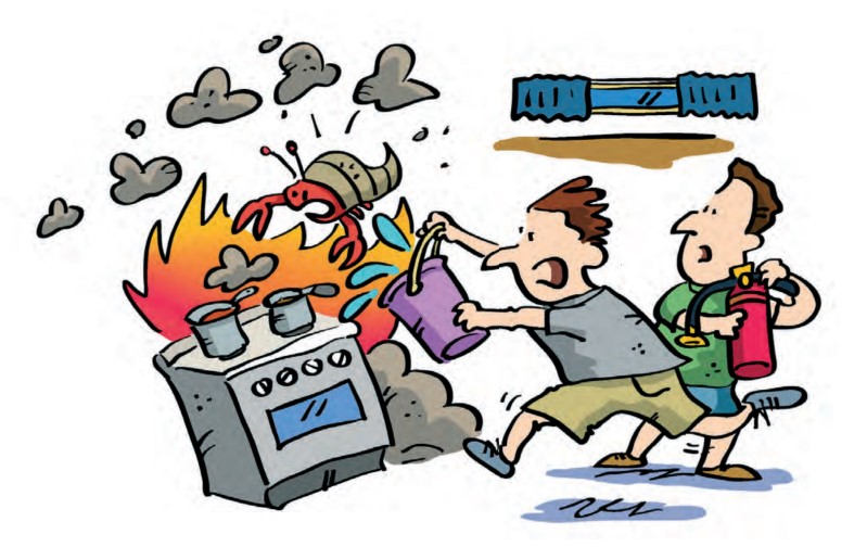 Illustration of kitchen fire