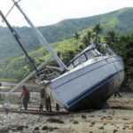 Cyclone Tomas threw a Hunter 41 onto a reef-bound shore in Fiji, where she was abandoned by her owners.