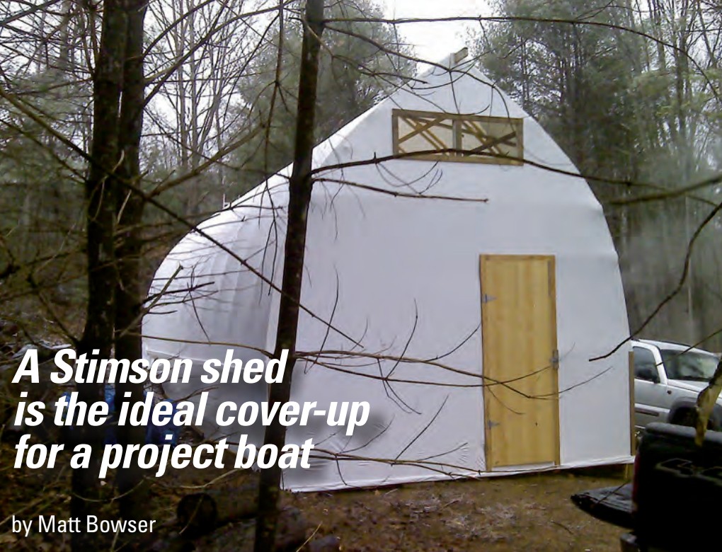 The curious-looking structure in the New Hampshire woods contains Magic, Matt’s Alberg 35.