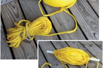 Polypropylene line, a small float, and a length of PVC pipe make an adjustable-depth anchor marker.