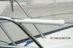 A rigid cover over a lifeline turnbuckle protects sails against chafe and from being snagged by cotter pins or rings.