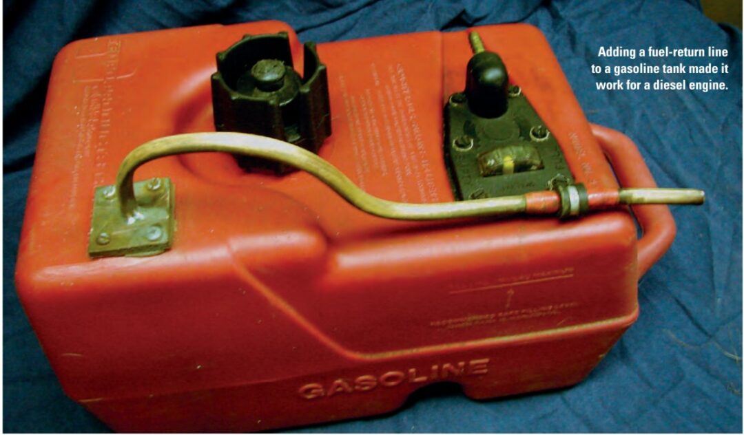 Adding a fuel-return line to a gasoline tank made it work for a diesel engine.