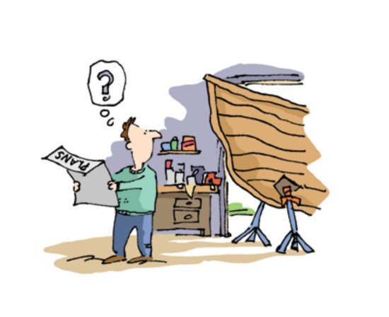Illustration of man with sailboat plans