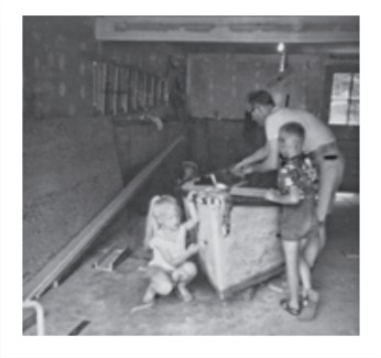Hee Haw was a joint effort between, Geoff, his sister, Robin, and their father and the first of several garage projects.