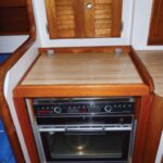 Carl’s Origo stove fit nicely into the space formerly occupied by a fixed stovetop and an air conditioner.