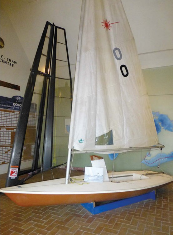 Canadian designer Bruce Kirby’s contribution to history is represented by Laser hull #1.