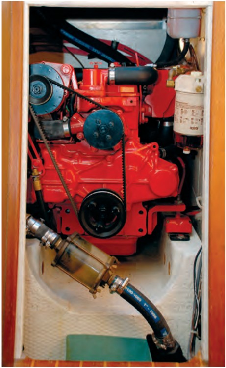 The Westerbeke diesel replaced an Atomic 4 in 1996. Ron keeps it and its surrounding area spotless.