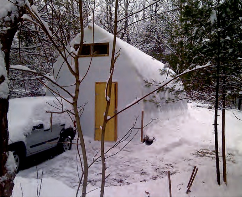 Three years later, the shed still sheds snow.