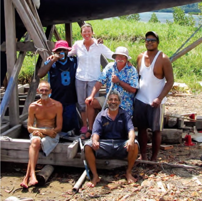 When a new scheme eventually prompted Viani to move, the crew (that included the authors — Leslie in the white and Philip in the floral blue), took a celebratory break.