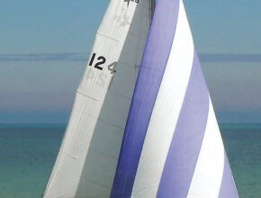 John Vokaty and his daughter Judy in Poise demonstrate the Westerly Centaur’s light-air sailing prowess on Lake Michigan.