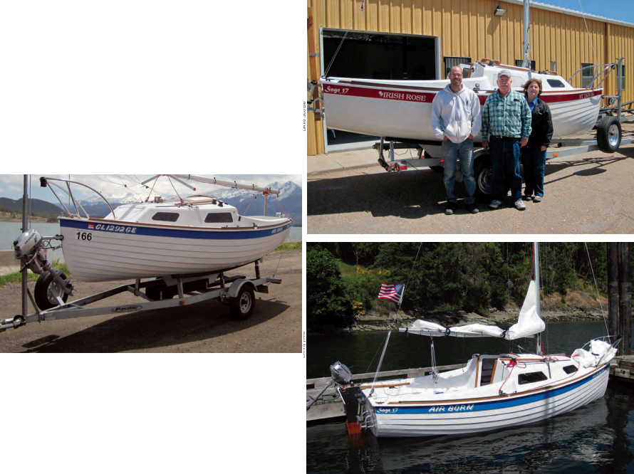 Air Born, at left on facing page, shows off the beauty of Colorado’s Lake Dillon. And vice-versa. Sage Marine’s Matt Thaler is all smiles, at right, at the prospect of turning Irish Rose over to her new owners, Chuck and Mary Kay Breslin of Montana. Air Born is based in Colorado, but she’s seen here on a visit to Otter Bay, British Columbia, below.