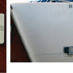 In a typical window alarm, a magnetic switch is held open by an external magnet, at left. When the alarm and magnet are attached to adjacent companionway dropboards, above, the alarm will go off when the upper dropboard is removed.