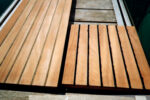 After the excess was trimmed and sanded, the rubber caulking strips gave the seats a non-skid surface.