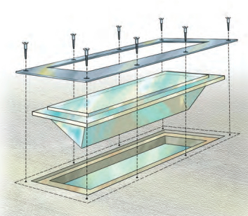 Each prism is recessed into the deck and secured in place with a stainless steel bezel.