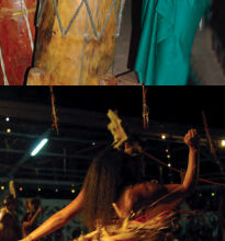 The sound of drums, at right, drew Heather and friends to witness a spectacle of music and dance, below.