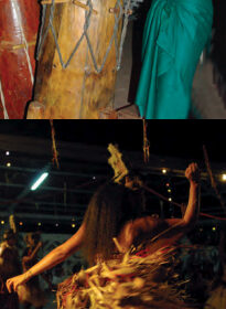 The sound of drums, at right, drew Heather and friends to witness a spectacle of music and dance, below.