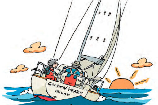 Illustration of a cruising boat