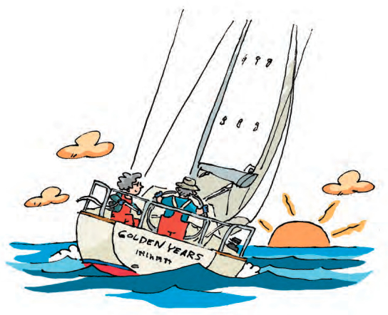 Illustration of a cruising boat