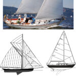 Rob Mazza’s Corvette, Trillium IV, is an example of a CCA keel/centerboarder. Rob traces her origins to the 1885 America’s Cup defender, Puritan, at left on facing page, although somewhat evolved, at right on facing page.