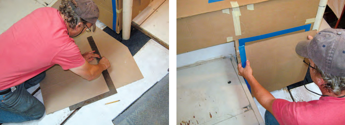 Carl made the flat surfaces out of cardboard. The process was quick and easy and changes were cheap.