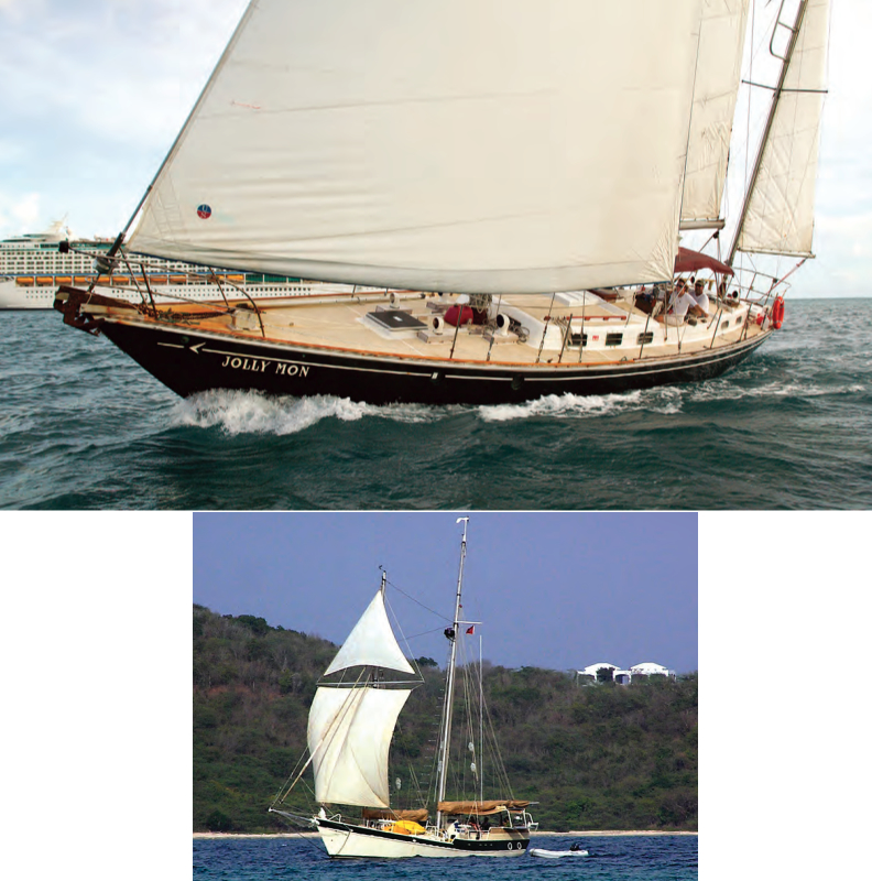 Todd’s fiancée, Gayle Suhich, owned the S&S-designed Hughes Northstar 48 yawl, Jolly Mon, above, and ran her as a day-charter vessel in the Caribbean for 17 years. Todd once owned the brigantine, One World, below, seen here entering Ensenada Honda in Culebra, Puerto Rico, at the end of a four-day passage from Curaçao.