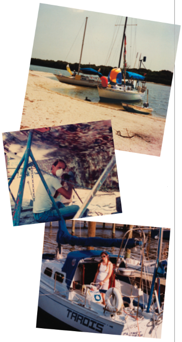 Until Kala’s birth prompted a move to a bigger boat, her parents lived the cruising life aboard Tardis. Kala’s conscious memory of the boat she first slept aboard lived on through these old family photographs.