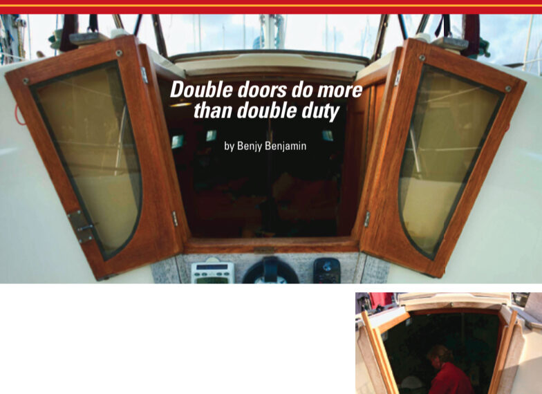 Open, Benjy’s doors rest against the cockpit bulkhead and allow a person to lean against them. The basic frame, at right below, includes the bottom dropboard.