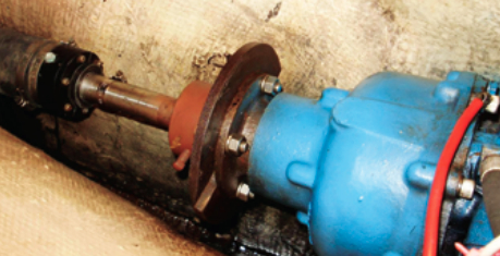 The two halves of the shaft coupling are secured together with four bolts. use a feeler gauge to check the space between the two halves at 90, 180, 270, and 360 degrees.