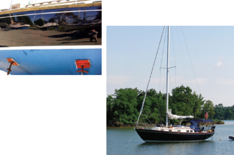 Weeks of hard work resulted in a perfect paint job, at left, and a boat as lovely as her surroundings, below.